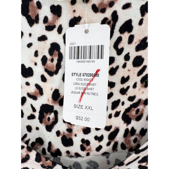 Soma Cool Nights Long Sleep Shirt Jaguar Mini Nutmeg XXL Animal Print Nightgown - Picture 7 of 7
